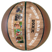 Beste pap ooit Rustic Wood 5 Foto Collage Basketbal (Verticaal)