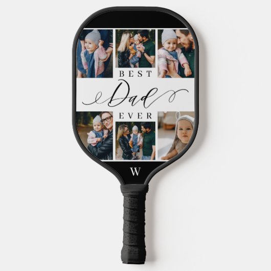 Beste pap ooit script Vaderdag 8 Foto Collage Pickleball Paddle (Achterkant)
