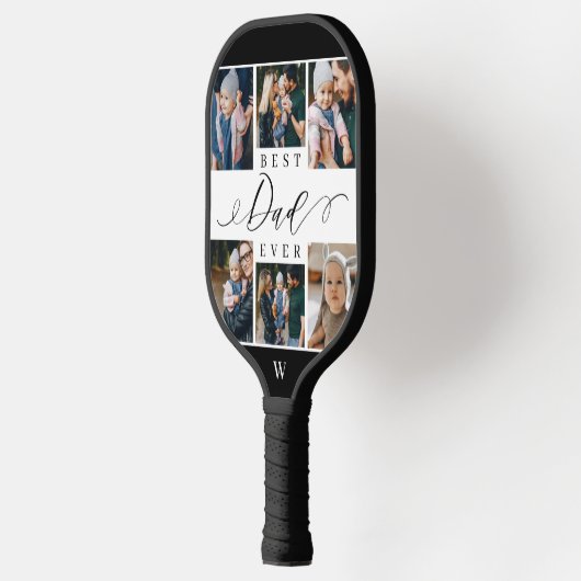 Beste pap ooit script Vaderdag 8 Foto Collage Pickleball Paddle (Links)