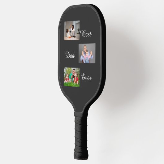 Beste pap ooit Vaderdag 3 Foto collage Pickleball Paddle (Links)