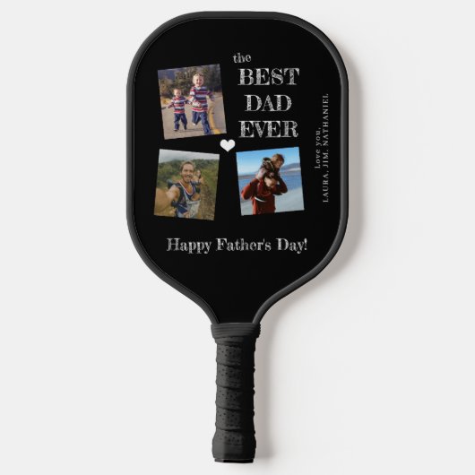 Beste pap ooit Vaderdag 3 fotocollage Pickleball Paddle (Achterkant)