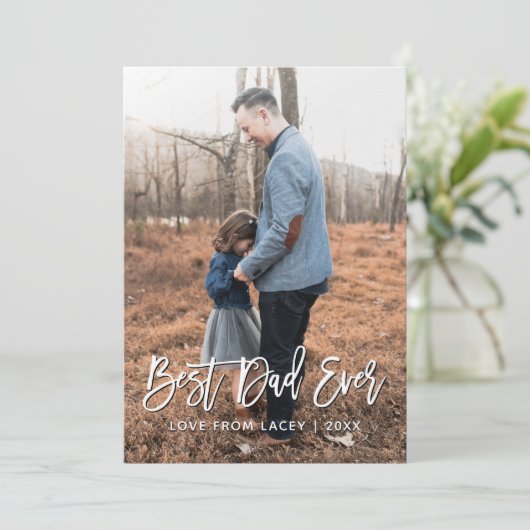 Beste pap ooit Vaderdag persoonlijke fotokaart Aankondiging (Staand voorkant)