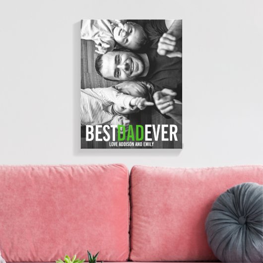 Beste pap ooit Vaderdag Stretched Canvas afdrukken (Insitu (Woonkamer))
