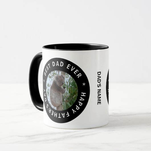 Beste pap ooit zegel van Goedkeuring zwart-wit fot Mok (Voorkant links)