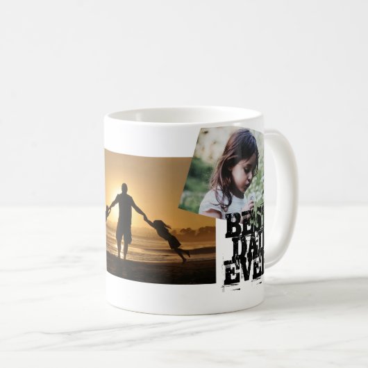 Beste pap op gelukkige dag van vader 3 Foto Collag Koffiemok (Voorkant rechts)