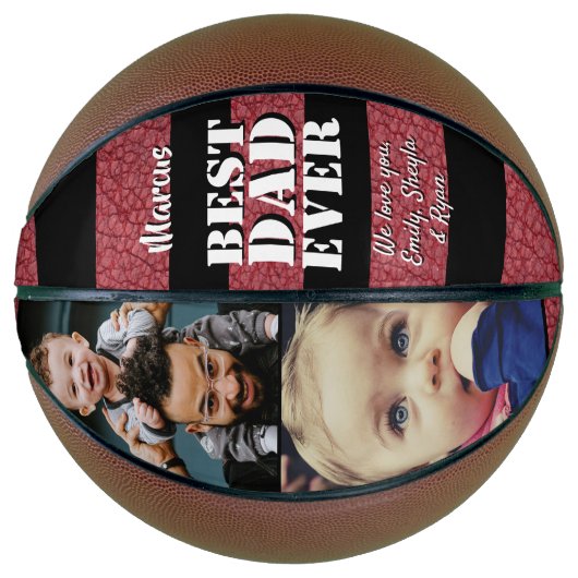Beste pap rood leder print 2 Fotopriesterdag Basketbal (Voorkant)