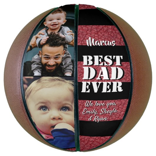 Beste pap rood leder print 2 Fotopriesterdag Basketbal (Verticaal)