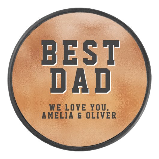 Beste pap Sinaasappel Metallic Father`s Day Keepsa Hockey Puck (Voorkant)