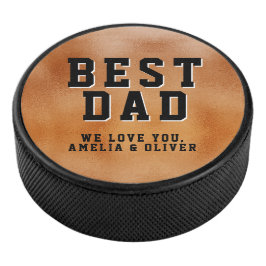 Beste pap Sinaasappel Metallic Father`s Day Keepsa Hockey Puck