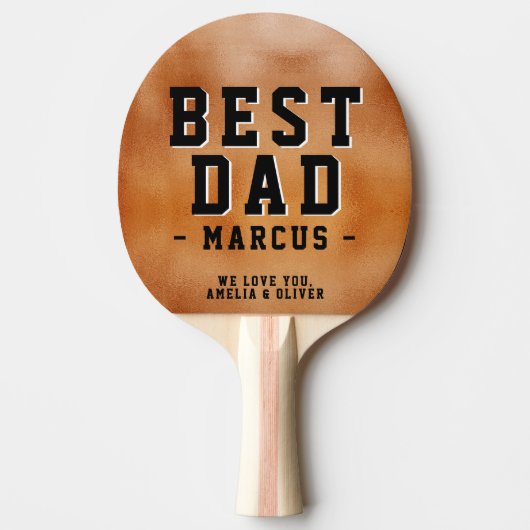 Beste pap Sinaasappel Metallic Father`s Day Keepsa Tafeltennisbatje (Voorkant)