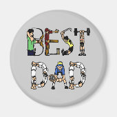 Beste Pap Sports Fun Text Magneet (Voorkant)