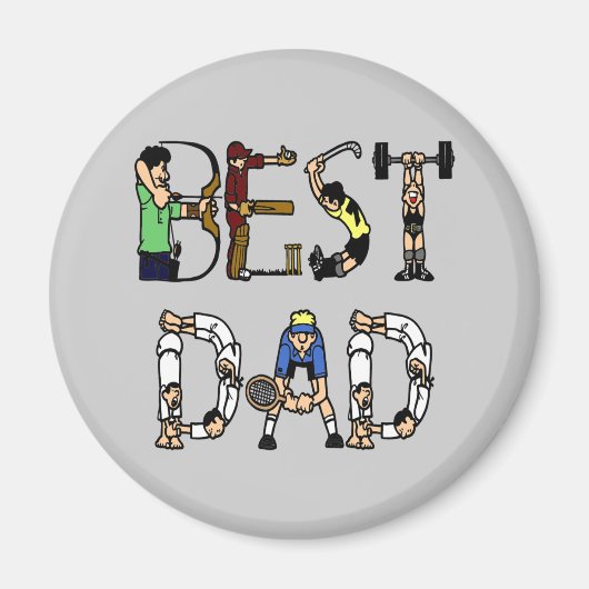 Beste Pap Sports Fun Text Magneet (Voorkant)