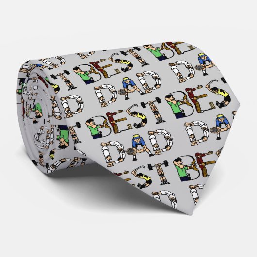 Beste Pap Sports Fun Text Stropdas (Opgerold)