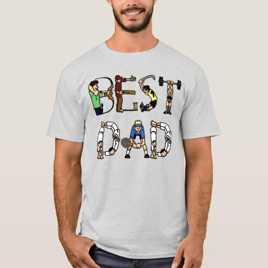 Beste Pap Sports Fun Text T-shirt (Voorkant)