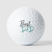 Beste pap Turquoise Script Father Day Golfballen (Voorkant)