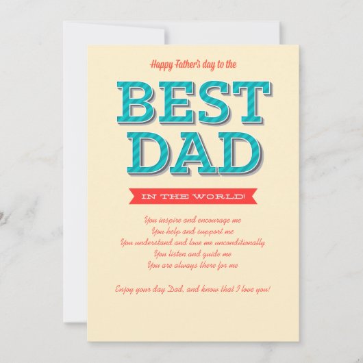 Beste pap-Vaderdag kaart (Voorkant)