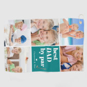 Beste pap van Par | Fotocollage Vaderdag Golfhanddoek (Horizontaal)