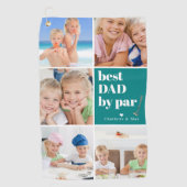 Beste pap van Par | Fotocollage Vaderdag Golfhanddoek (Voorkant)