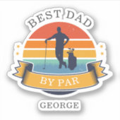 Beste pap van par golfen gag retro sticker (Voorkant)