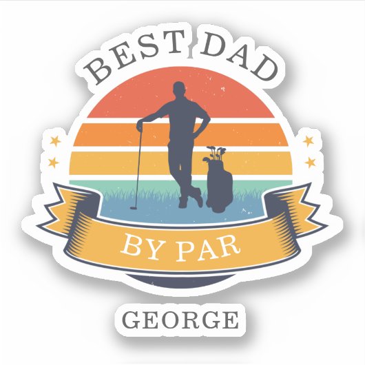 Beste pap van par golfen gag retro sticker (Voorkant)