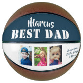 Beste Papa 3 Foto Collage Vaderdag Basketbal (Voorkant)