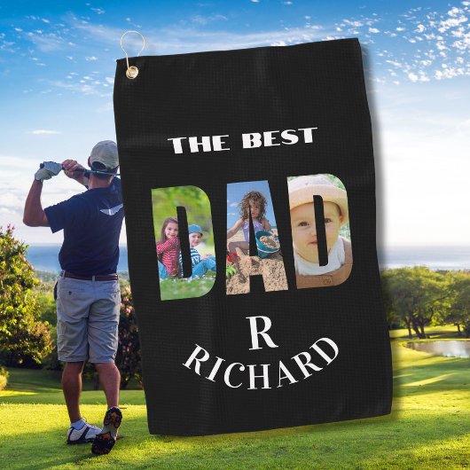 Beste Papa 3 Foto's Monogram Naam Golfhanddoek