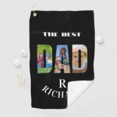Beste Papa 3 Foto's Monogram Naam Golfhanddoek (Insitu)