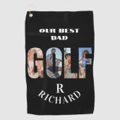 Beste Papa 4 Foto's Monogram Naam Golfhanddoek (Voorkant)