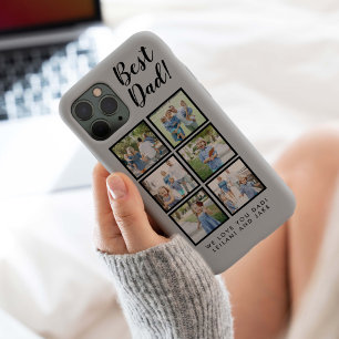 Beste Papa! 6 Foto Collage Modern Lichtgrijs iPhone 15 Case