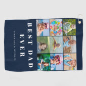 Beste papa 9 fotonaam golfhanddoek (Horizontaal)