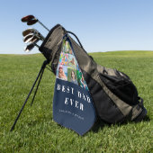 Beste papa 9 fotonaam golfhanddoek (Groen)