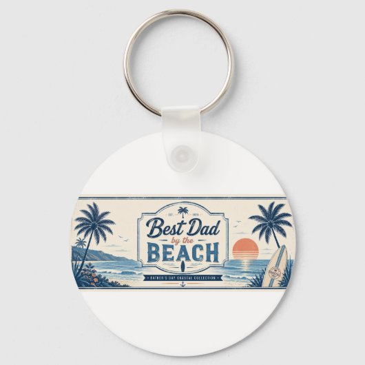Beste papa aan het strand Vaderdag Sleutelhanger (Voorkant)