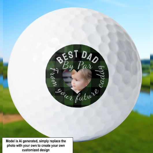 Beste papa aangepaste kinderfoto groene buffelplai golfballen