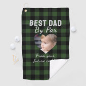 Beste papa aangepaste kinderfoto groene buffelplai golfhanddoek (Insitu)