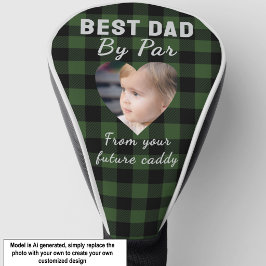 Beste papa aangepaste kinderfoto groene buffelplai golfheadcover