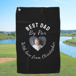 Beste papa aangepaste kinderfoto zwarte golfspons golfhanddoek