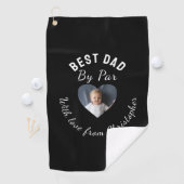 Beste papa aangepaste kinderfoto zwarte golfspons golfhanddoek (Insitu)