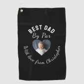 Beste papa aangepaste kinderfoto zwarte golfspons golfhanddoek (Voorkant)