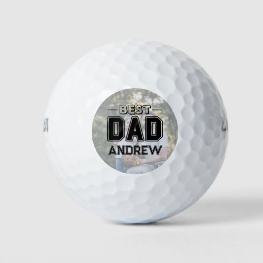 Beste Papa Aangepaste Naam Moderne Foto Golfballen (Voorkant)