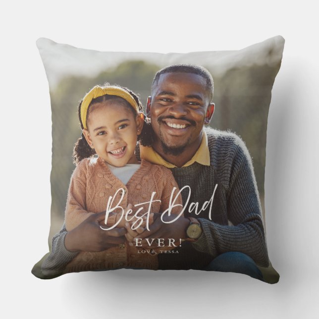 Beste Papa Aangepaste Twee-Foto-herinnering Kussen (Voorkant)