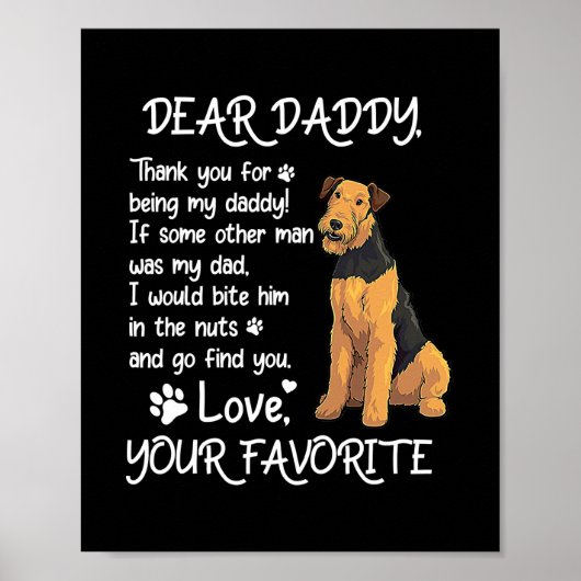 Beste papa Airedale Terrier Dog Dad Vaderdag Poster (Voorkant)