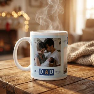 Beste Papa Aller Tijden 3 Foto Cool Typografie Grote Koffiekop