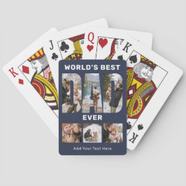 Beste Papa Aller Tijden Aangepaste 6 Foto Blauwe Pokerkaarten