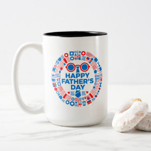 Beste Papa Aller Tijden Blauw Rood Grafisch Cadeau Tweekleurige Koffiemok