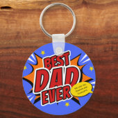 Beste Papa Aller Tijden Comic Superheld Vaderdag Sleutelhanger (Voorkant)