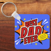 Beste Papa Aller Tijden Comic Superheld Vaderdag Sleutelhanger (Voorkant)