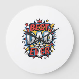 Beste Papa Aller Tijden Comic Vintage Gravure Shir Grote Klok