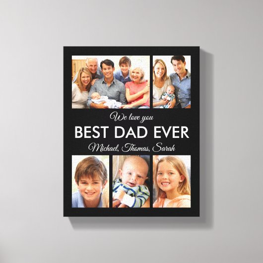Beste Papa Aller Tijden Foto Collage Vaderdag Canvas Afdruk (Voorkant)