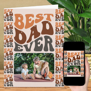 Beste Papa Aller Tijden Groovy Retro Typografie Fo Kaart