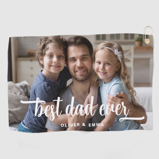 Beste Papa Aller Tijden Script Foto  Golfhanddoek (Horizontaal)